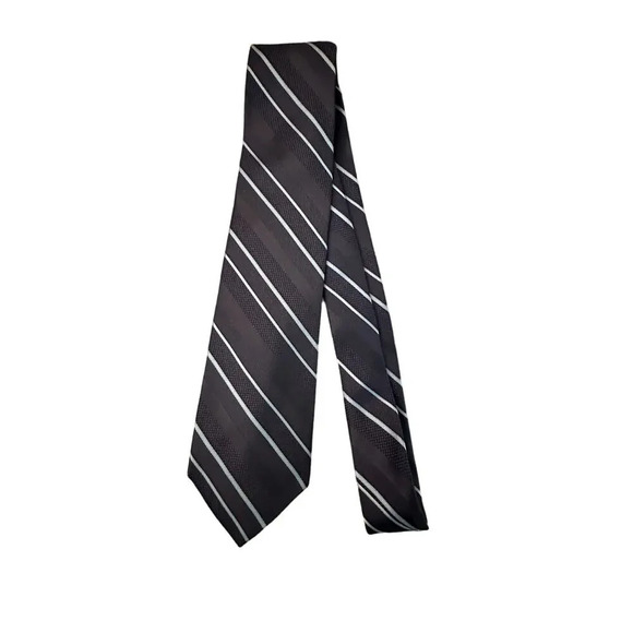 Brooks Brothers 346 Black & White Striped Pure Silk Tie - Picture 1 of 3